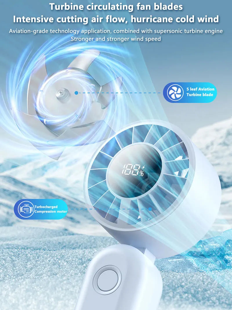 Xiaomi Mini Handheld Fan 120 Speed Portable Bladeless Desktop Fans Rechargeable Instant Cooling With Ice Mode For Men Women New