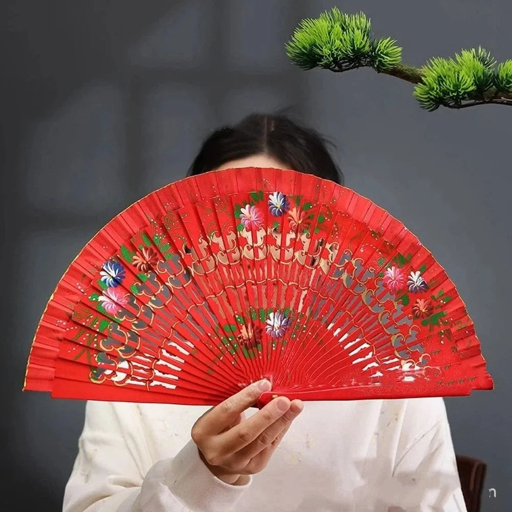Creative Classic Hand-painted Fan Hand Crafted Colorful Folding Fan Antique Decorative Spanish Wood Fan Party Wedding Supplies