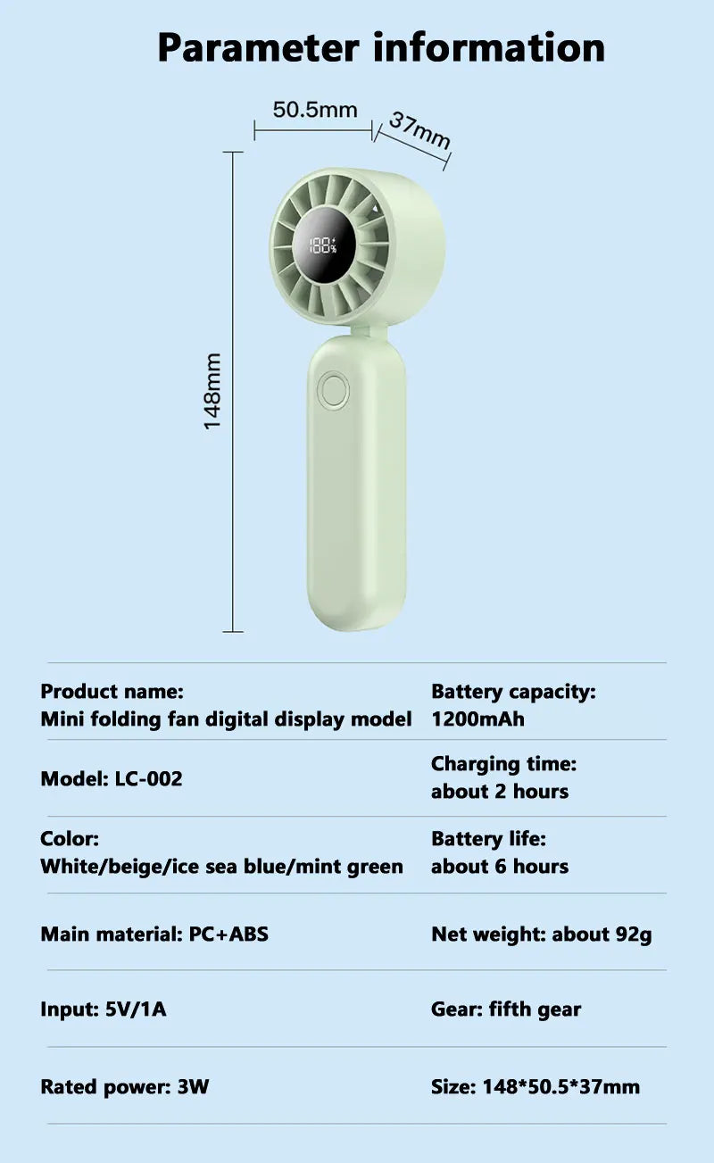 Xiaomi Mini Handheld Fan 120 Speed Portable Bladeless Desktop Fans Rechargeable Instant Cooling With Ice Mode For Men Women New