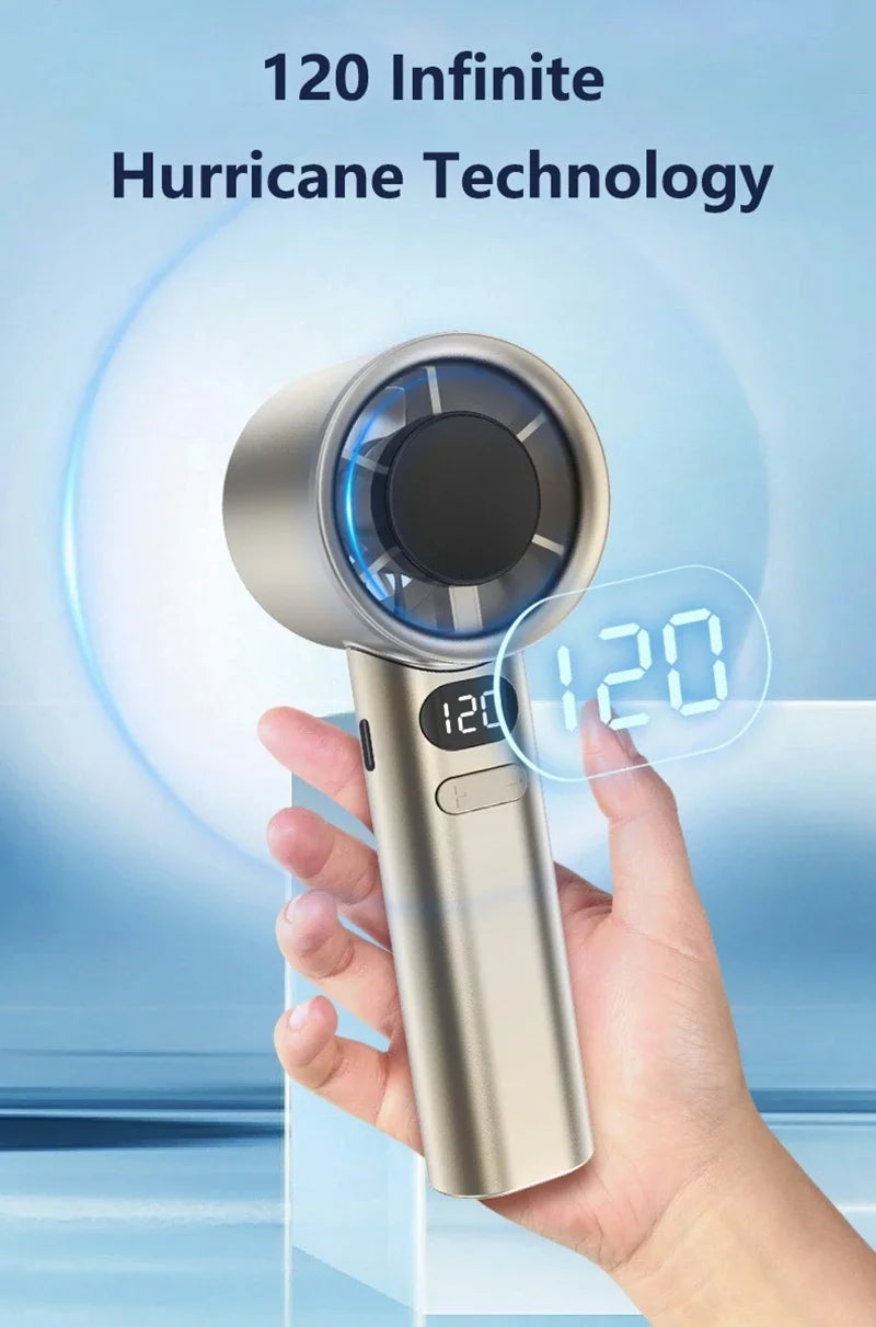 Xiaomi Ultra Portable Handheld Fan, 100-Level Wind Speed Control, USB-Powered Mini Turbo Fan, High-Speed Durable for Outdoor Use