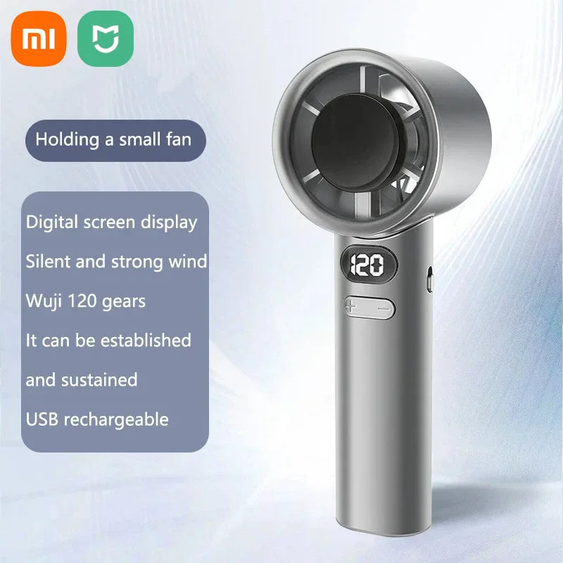 Xiaomi Ultra Portable Handheld Fan, 100-Level Wind Speed Control, USB-Powered Mini Turbo Fan, High-Speed Durable for Outdoor Use
