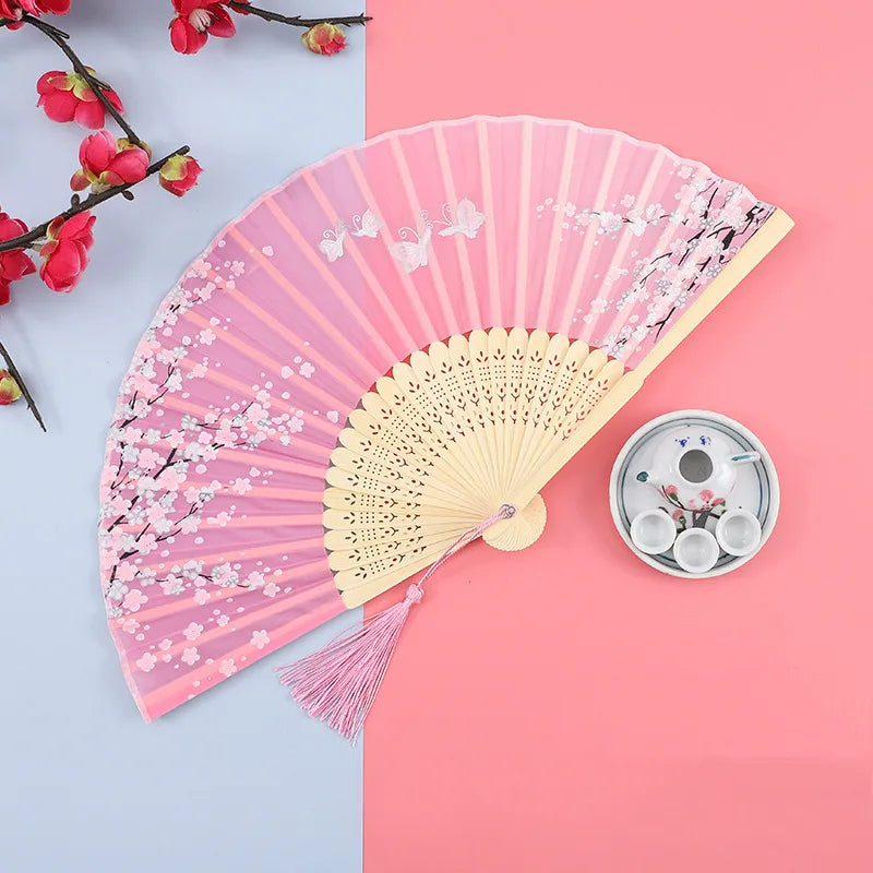 Fan Folding Fan Ancient Style Chinese Style Women's Hanfu Cheongsam Dance Children's Summer Portable Folding Small Fan