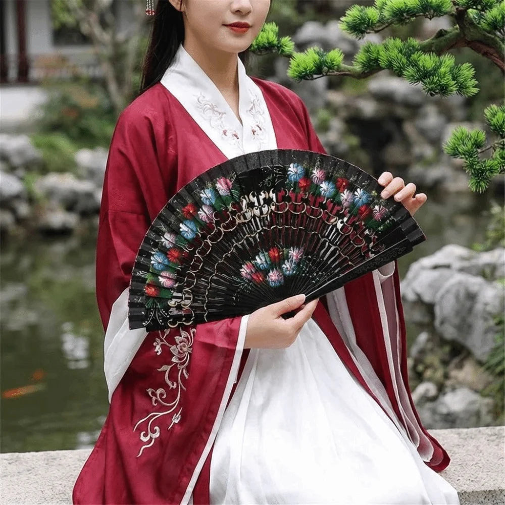 Creative Classic Hand-painted Fan Hand Crafted Colorful Folding Fan Antique Decorative Spanish Wood Fan Party Wedding Supplies