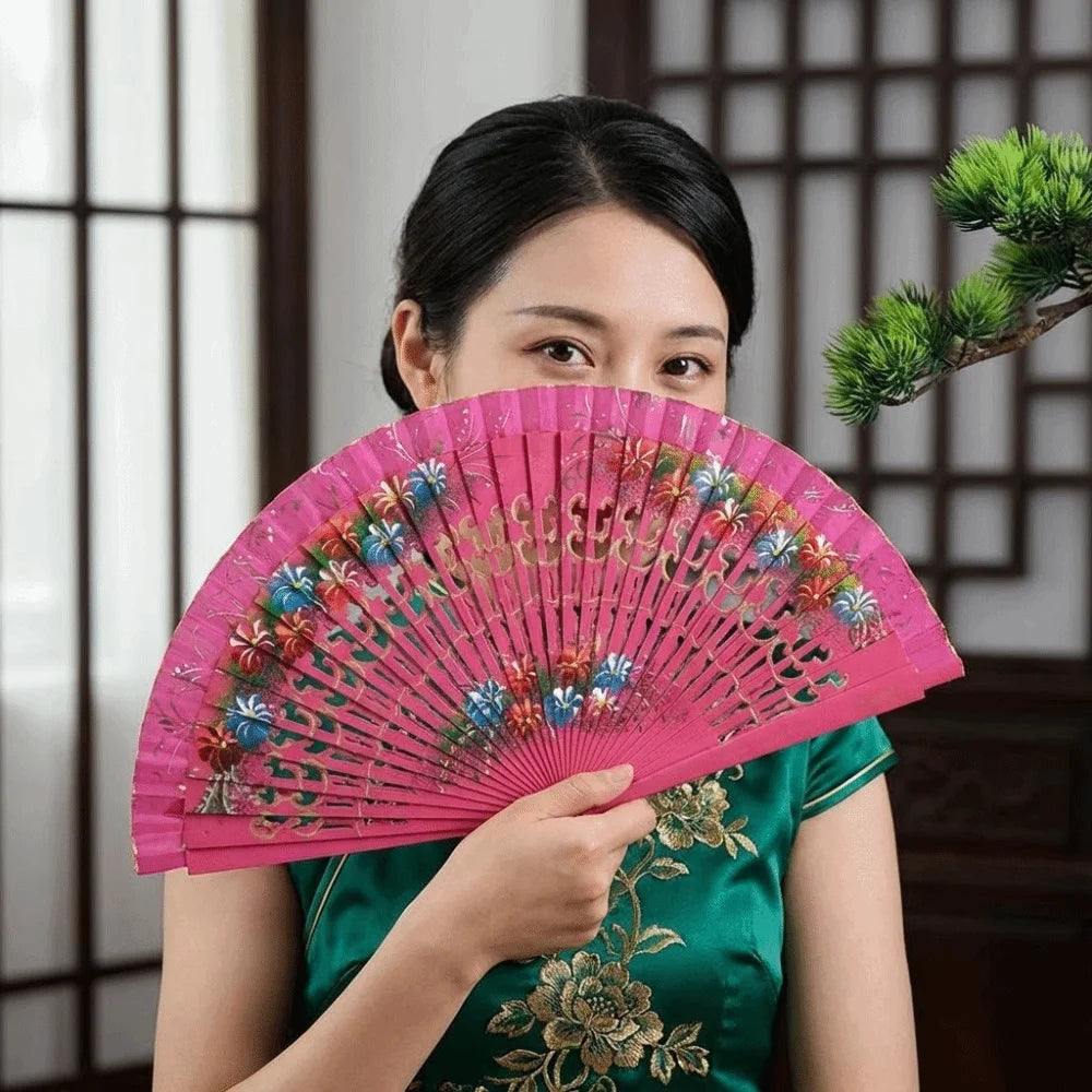 Creative Classic Hand-painted Fan Hand Crafted Colorful Folding Fan Antique Decorative Spanish Wood Fan Party Wedding Supplies