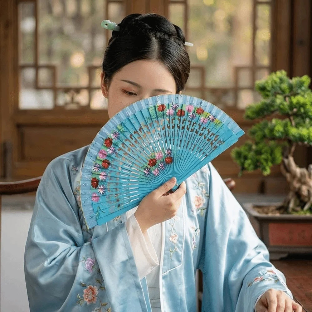 Creative Classic Hand-painted Fan Hand Crafted Colorful Folding Fan Antique Decorative Spanish Wood Fan Party Wedding Supplies