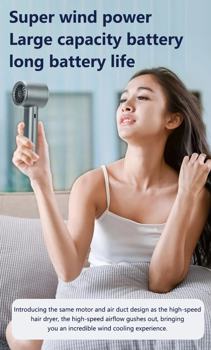 Xiaomi Ultra Portable Handheld Fan, 100-Level Wind Speed Control, USB-Powered Mini Turbo Fan, High-Speed Durable for Outdoor Use