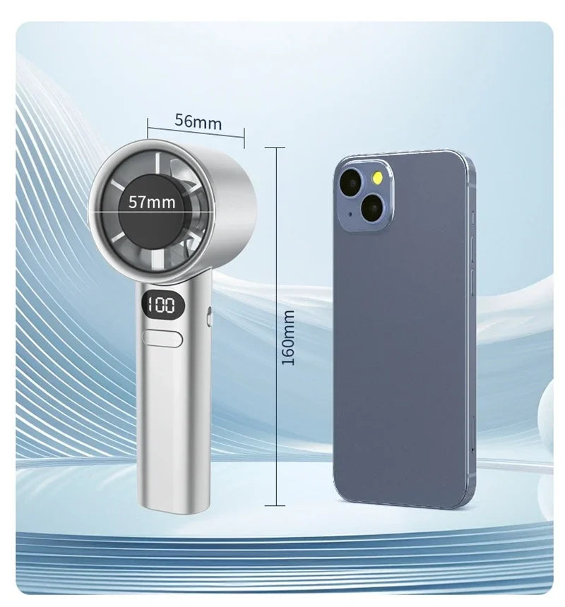 Xiaomi Ultra Portable Handheld Fan, 100-Level Wind Speed Control, USB-Powered Mini Turbo Fan, High-Speed Durable for Outdoor Use