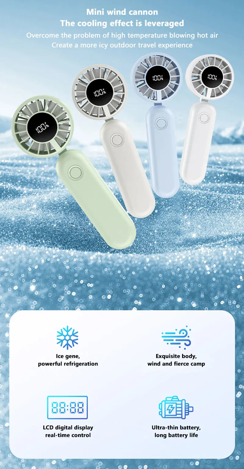 Xiaomi Mini Handheld Fan 120 Speed Portable Bladeless Desktop Fans Rechargeable Instant Cooling With Ice Mode For Men Women New